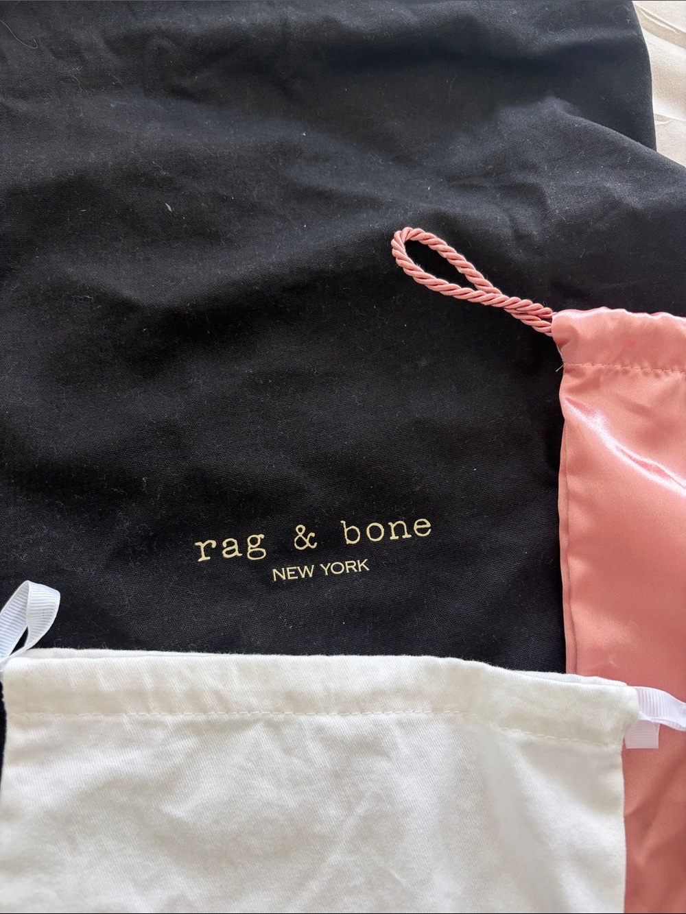 Hermes Assorted Logo Drawstring Dust Bags in Beige, Black, White, Pink - Picture 8 of 10